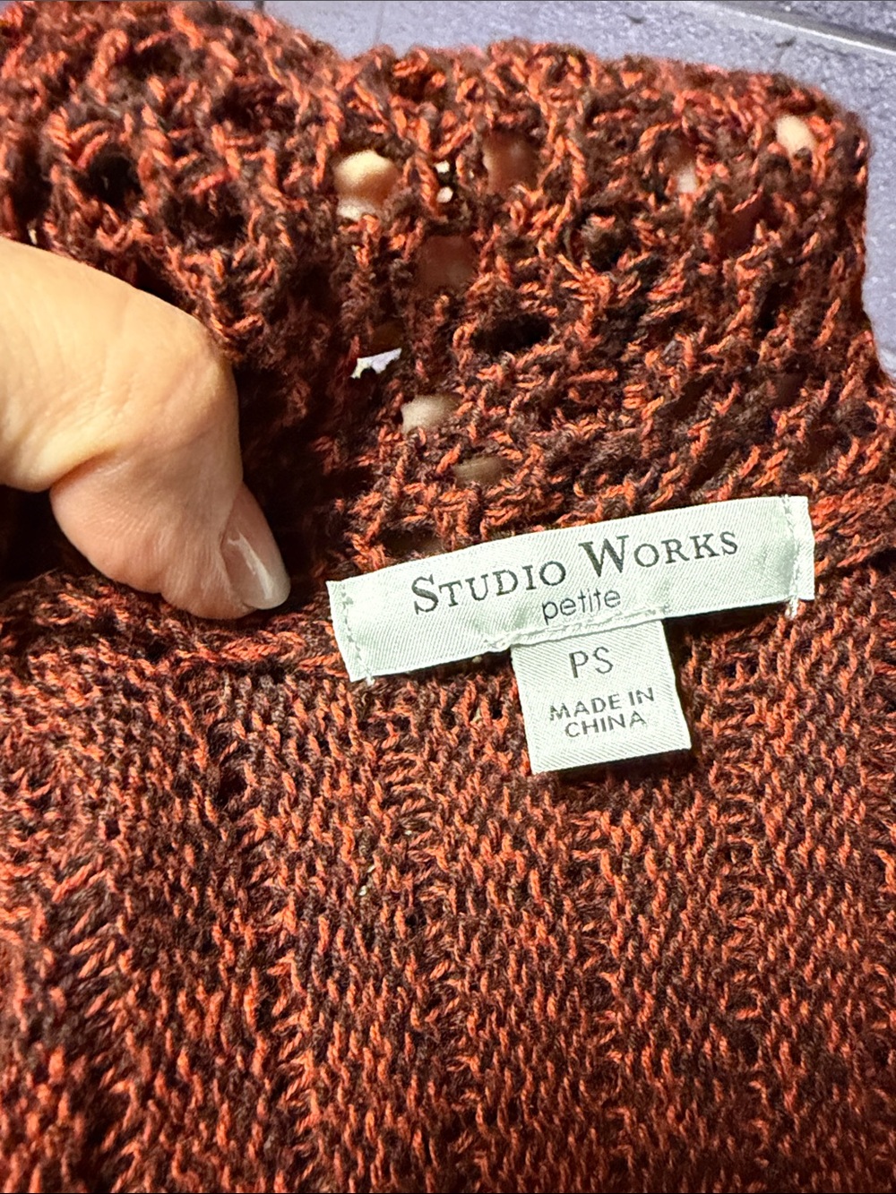 Studio Works Open-Front Knit Cardigan - Rust Brown - Picture 4 of 5